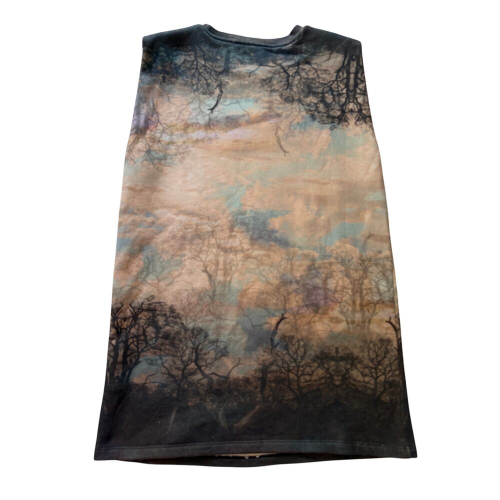 ALLSAINTS Small Forest Landscape Print Sweatshirt Dress Shoulder Pads Art Print - Picture 8 of 11